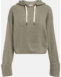 Brunello Cucinelli - Ribbed-knit Cropped Cotton Hoodie - Lyst