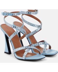 D'Accori - Carre Embellished Satin Sandals - Lyst