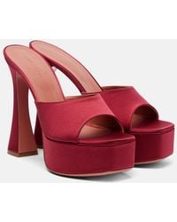 AMINA MUADDI - Dalida 140 Satin Platform Mules - Lyst
