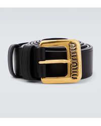 Miu Miu - Logo Leather Belt - Lyst