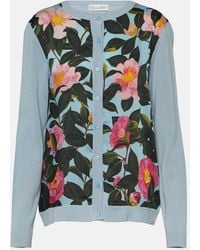 Oscar de la Renta - Printed Silk-Trimmed Cardigan - Lyst