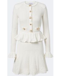 Self-Portrait - Knitted Peplum Cotton Minidress - Lyst