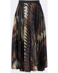 Sacai - X A.P.C. Plisse Printed Midi Skirt - Lyst