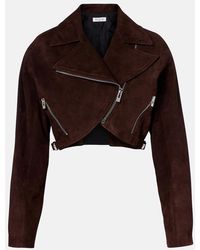 Alaïa - Cropped Suede Biker Jacket - Lyst