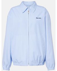 Miu Miu - Logo Gingham Cotton Blouson Jacket - Lyst