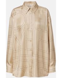 TOTEME - Embroidered Silk Satin Shirt - Lyst