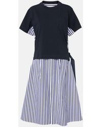 Sacai - Striped Cotton Shirt Dress - Lyst