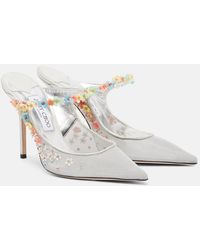 Jimmy Choo - Bing Daisy 100 Embellished Mesh Mules - Lyst