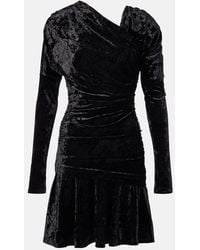 Ganni - Ruched Asymmetric Velvet Minidress - Lyst