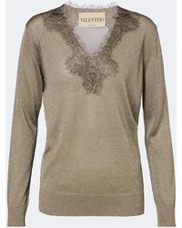 Valentino - Pullover Con Lame E Pizzo - Lyst