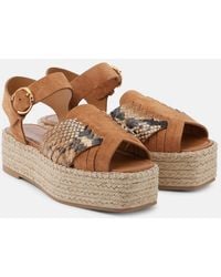 Ulla Johnson - Espadrille-Sandalen Elsa Aus Veloursleder Mit Leder - Lyst