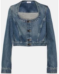 Alaïa - Cropped Denim Jacket - Lyst