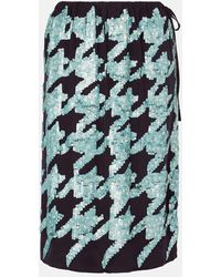 Dries Van Noten - Sequined Houndstooth Silk Midi Skirt - Lyst