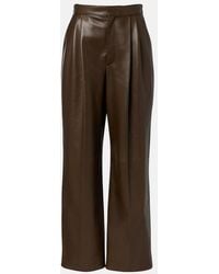 Bottega Veneta - Pleated Leather Straight Pants - Lyst