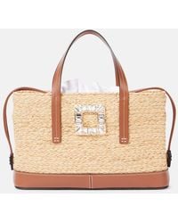 Roger Vivier - Viv' Skate Small Raffia Tote Bag - Lyst