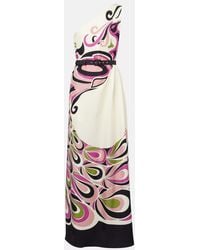 La DoubleJ - Roy Printed Silk Twill Maxi Dress - Lyst
