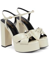 Saint Laurent Bianca Leather Platform Sandals - White