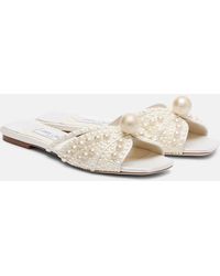 Jimmy Choo - Siva Embellished Satin Slides - Lyst