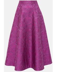 Valentino - Floral Brocade Midi Skirt - Lyst