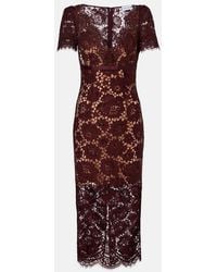 Self-Portrait - Floral Lace Midi Dress - Lyst