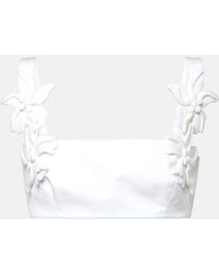 Valentino - Floral-Applique Cotton Poplin Bra Top - Lyst
