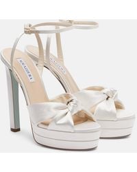Aquazzura - Bridal Cupid 130 Silk Satin Platform Sandals - Lyst