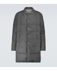 Thom Browne Down-filled Wool-blend Overcoat - Grey
