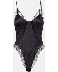 Versace - Body En Satin De Soie Melangee Et Dentelle - Lyst