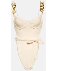 SAME - Chain-detail Faux-suede Swimsuit - Lyst