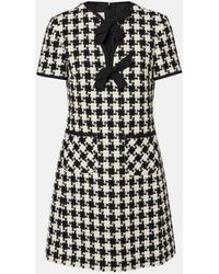 Valentino - Bow-Detail Houndstooth Tweed Minidress - Lyst