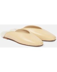 Le Monde Beryl - Regency Shearling-Trimmed Leather Mules - Lyst