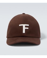 Tom Ford - Bestickte Baseballcap Aus Canvas Und Leder - Lyst