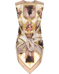 Burberry Ärmelloses Seidenoberteil mit Portrait-Motiven - Braun