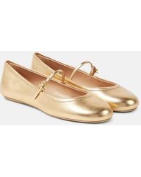 Gianvito Rossi - Carla Metallic Leather Ballet Flats - Lyst