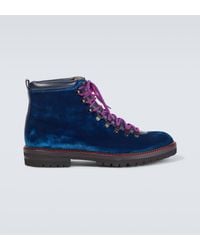 Manolo Blahnik - Calaurio Velvet Lace-up Boots - Lyst