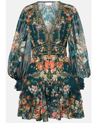 Camilla - Vestido corto de crepe de seda floral - Lyst