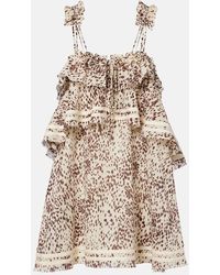 The Attico - Leopard-Print Ruffled Cotton Minidress - Lyst