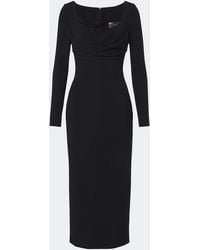 Elie Saab - Draped Lace-Trimmed Cady Midi Dress - Lyst