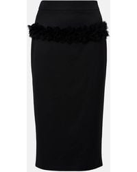 McQueen - Buttoned Lace-Trimmed Wool Pencil Skirt - Lyst
