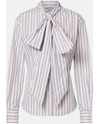 Acne Studios - Bow-Detail Striped Cotton Shirt - Lyst