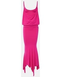 The Attico - Draped Asymmetric Jersey Midi Dress - Lyst