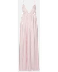 Ganni - Vestido Largo De Saten - Lyst
