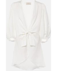 Adriana Degreas - Puff-Sleeve Linen-Blend Blouse - Lyst