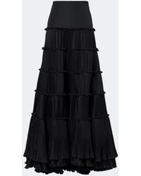 Blumarine - Plisse Tiered Taffeta Maxi Skirt - Lyst