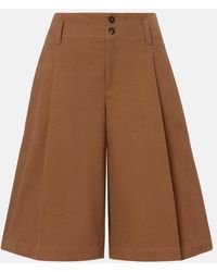 Chloé - Bermudas De Lona De Algodon De Tiro Alto - Lyst