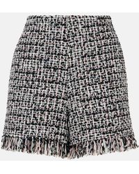 Self-Portrait - Fringed High-Rise Boucle Shorts - Lyst