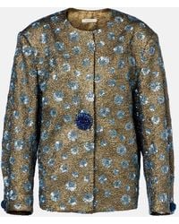 JACQUES WEI - Floral Sequined Oversized Jacket - Lyst