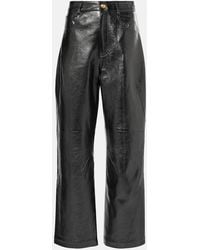 JACQUES WEI - High-Rise Leather Wide-Leg Pants - Lyst