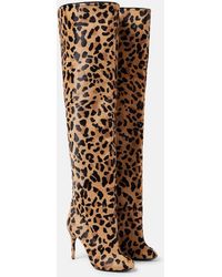 Alaïa - Leopard-Print Calf Hair Over-The-Knee Boots - Lyst