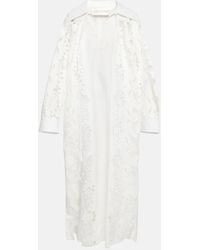 Valentino - Embroidered Cotton Midi Dress - Lyst
